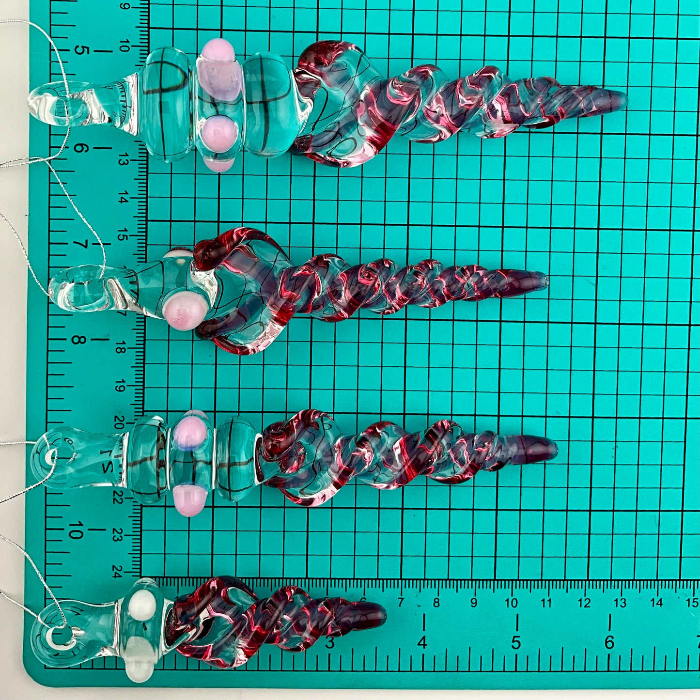 4 Pack Gold Ruby Glass Icicle Ornament  "Holiday Special"