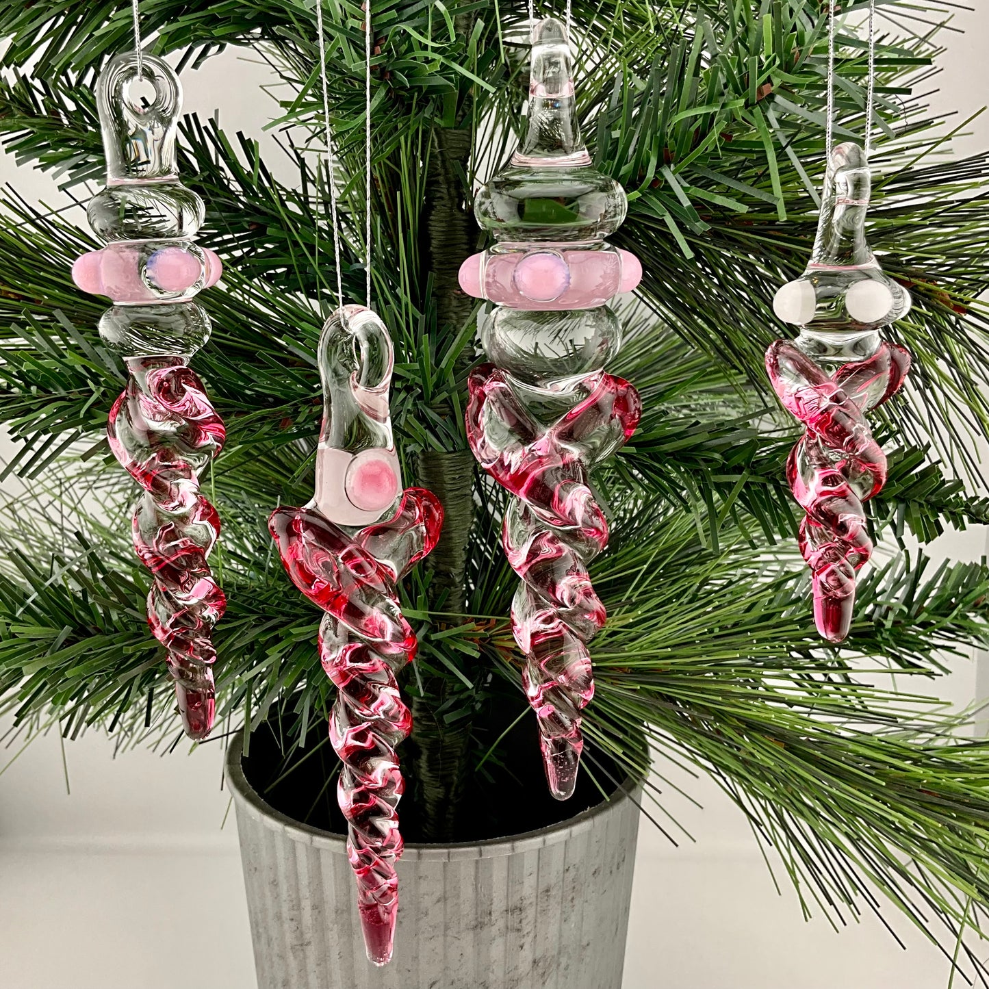 4 Pack Gold Ruby Glass Icicle Ornament  "Holiday Special"