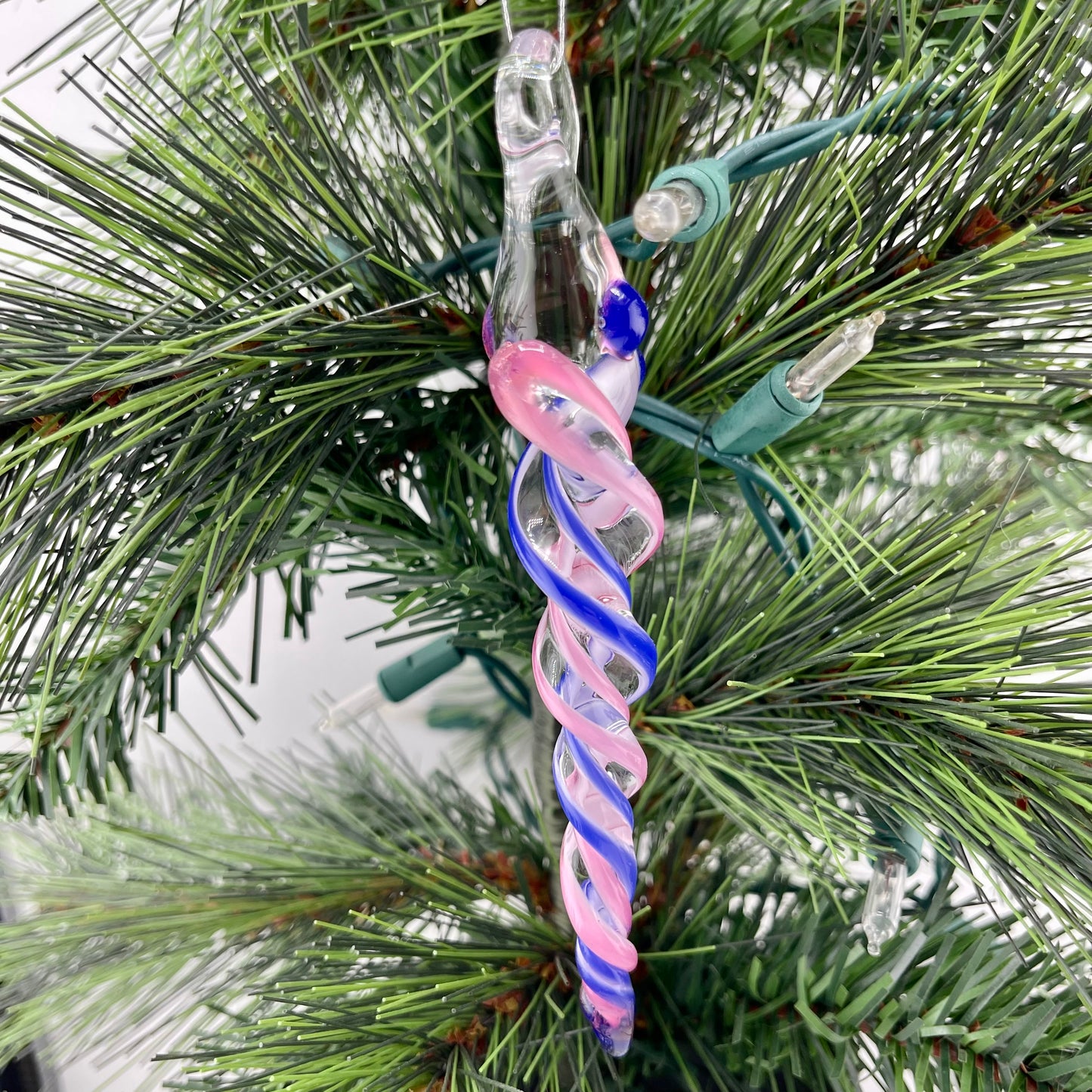 Telemagenta and Neptune Glass Icicle Ornament