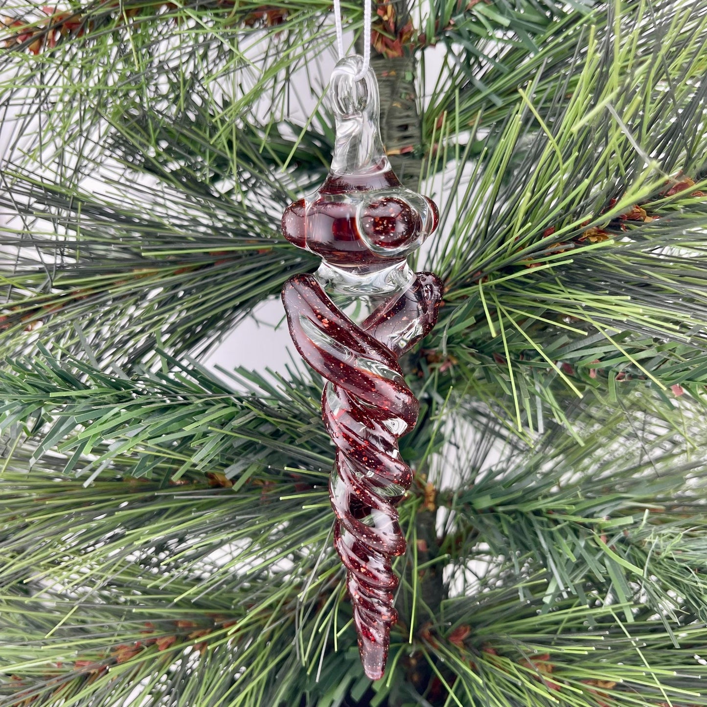 Large Dark Blizzard RedGlass Icicle Christmas Ornament