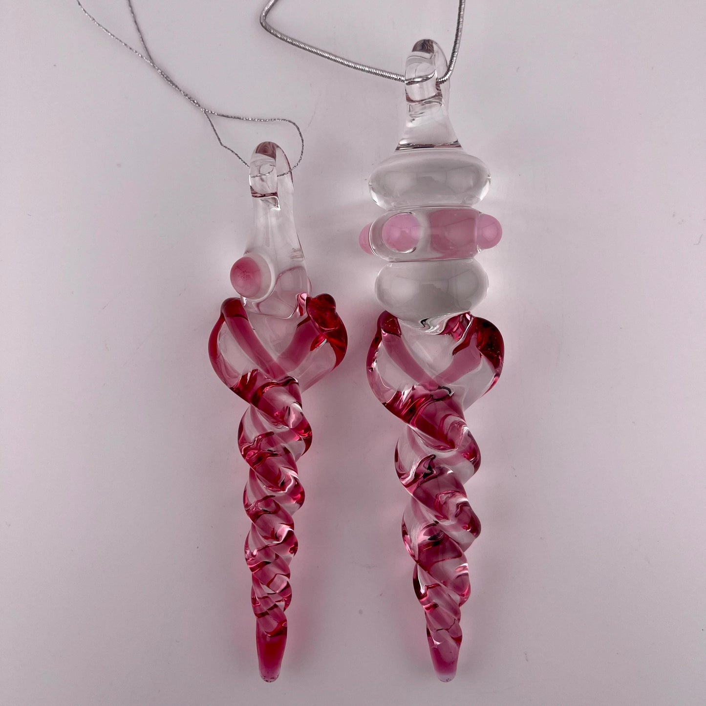 2 Pack of Gold Ruby Large and Medium Glass Icicle Ornament Designs “Holiday Special”