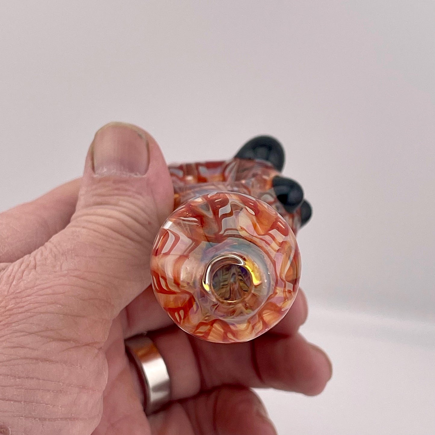 Wrap n Raked Red and Blue Silver Fumed Spoon Pipe