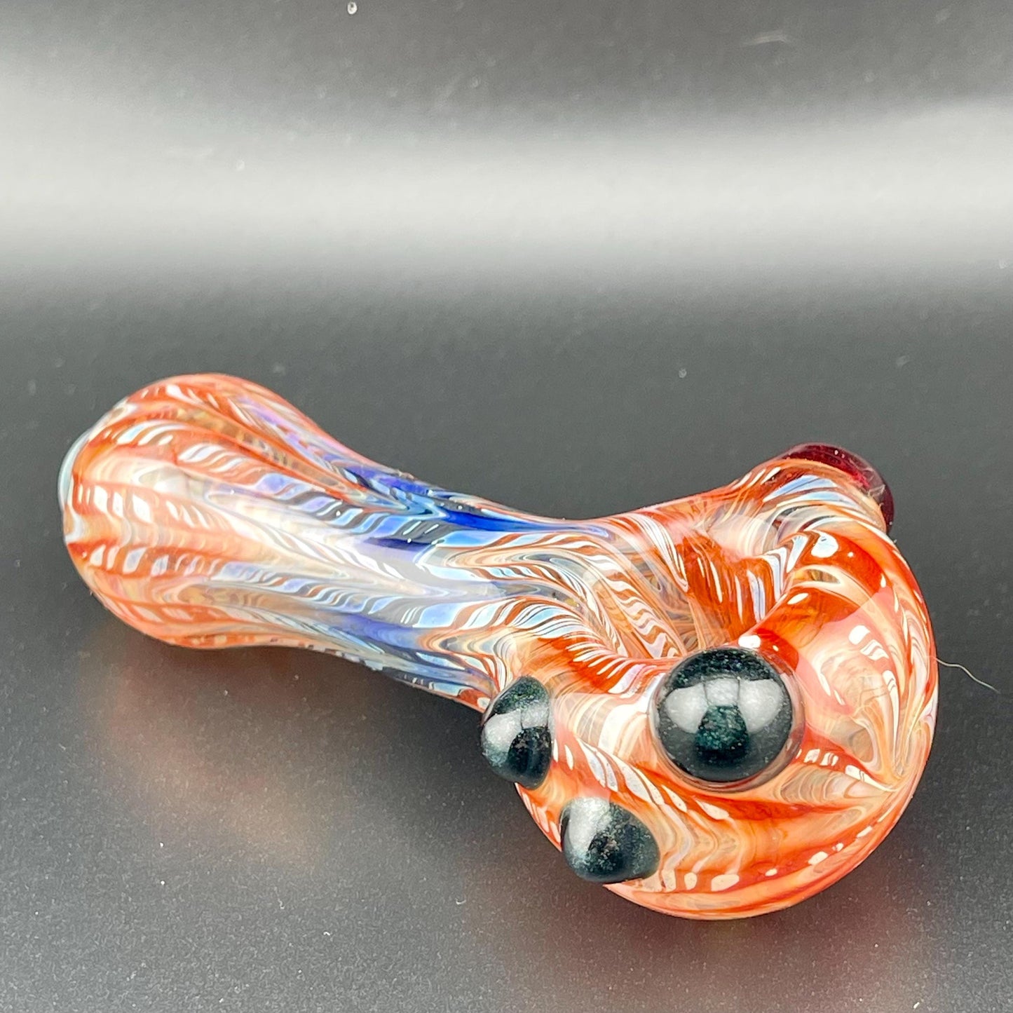 Wrap n Raked Red and Blue Silver Fumed Spoon Pipe