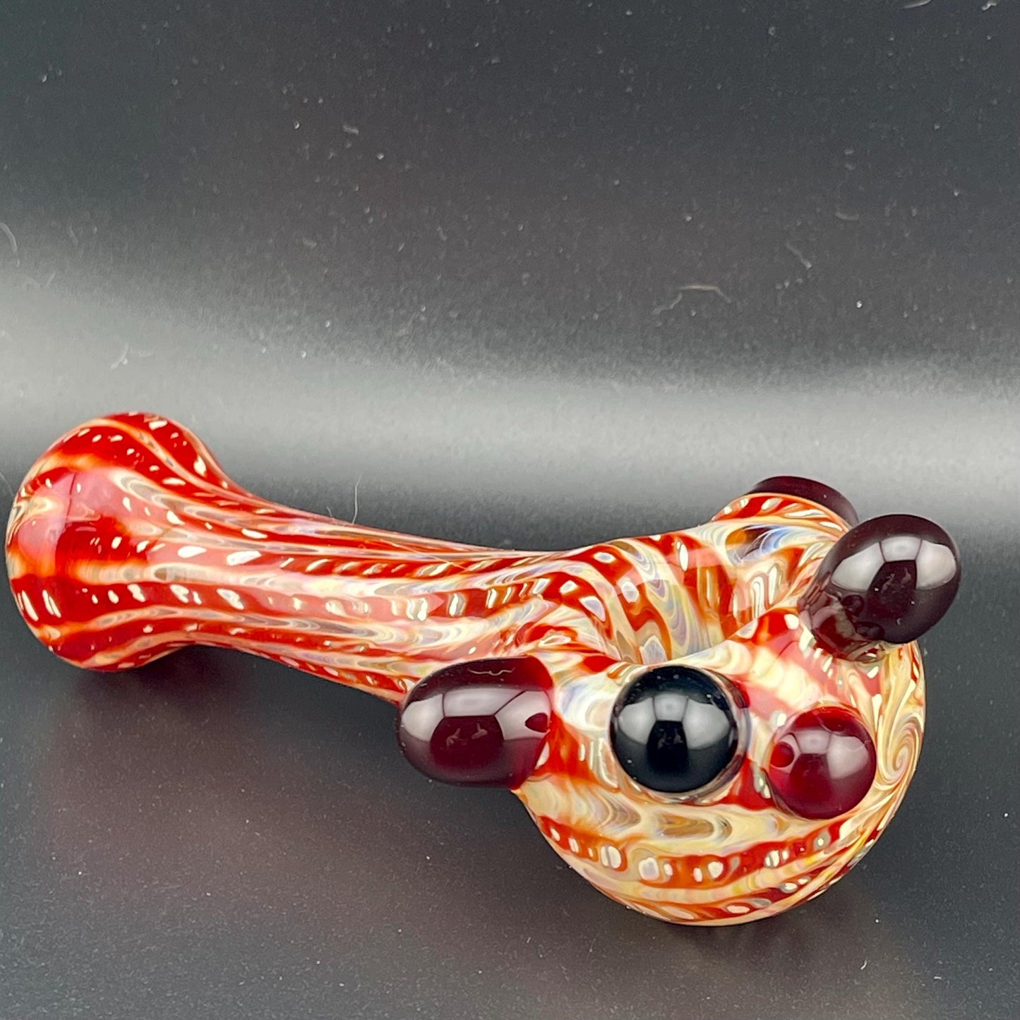 Wrap n Raked Red and Silver Fumed Spoon Pipe