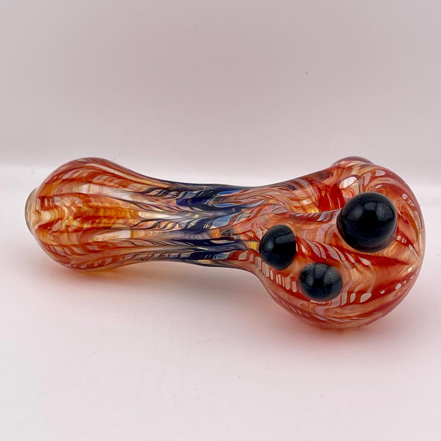 Wrap n Raked Red and Blue Silver Fumed Spoon Pipe