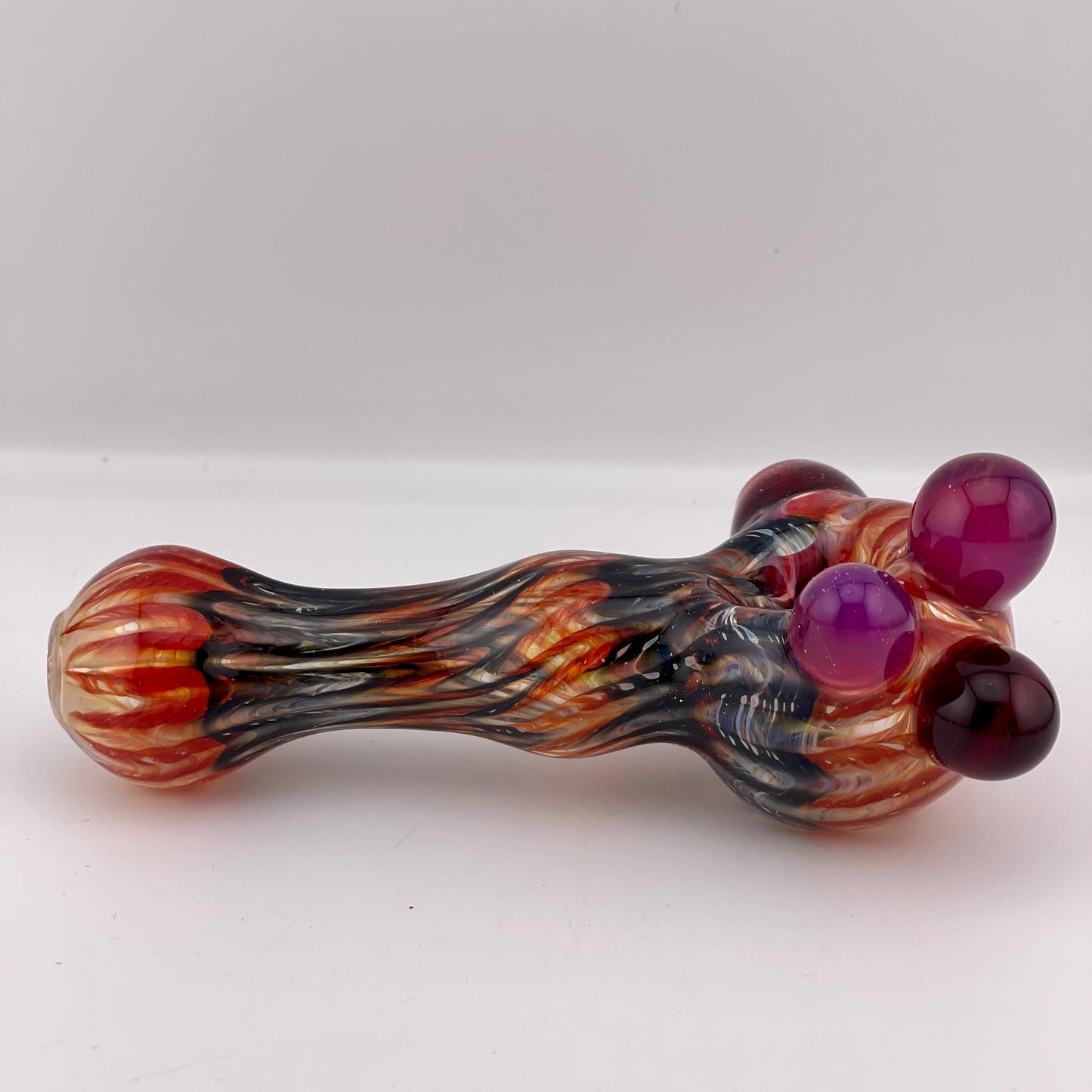 Wrap n Raked Red and Black Silver Fumed Spoon Pipe