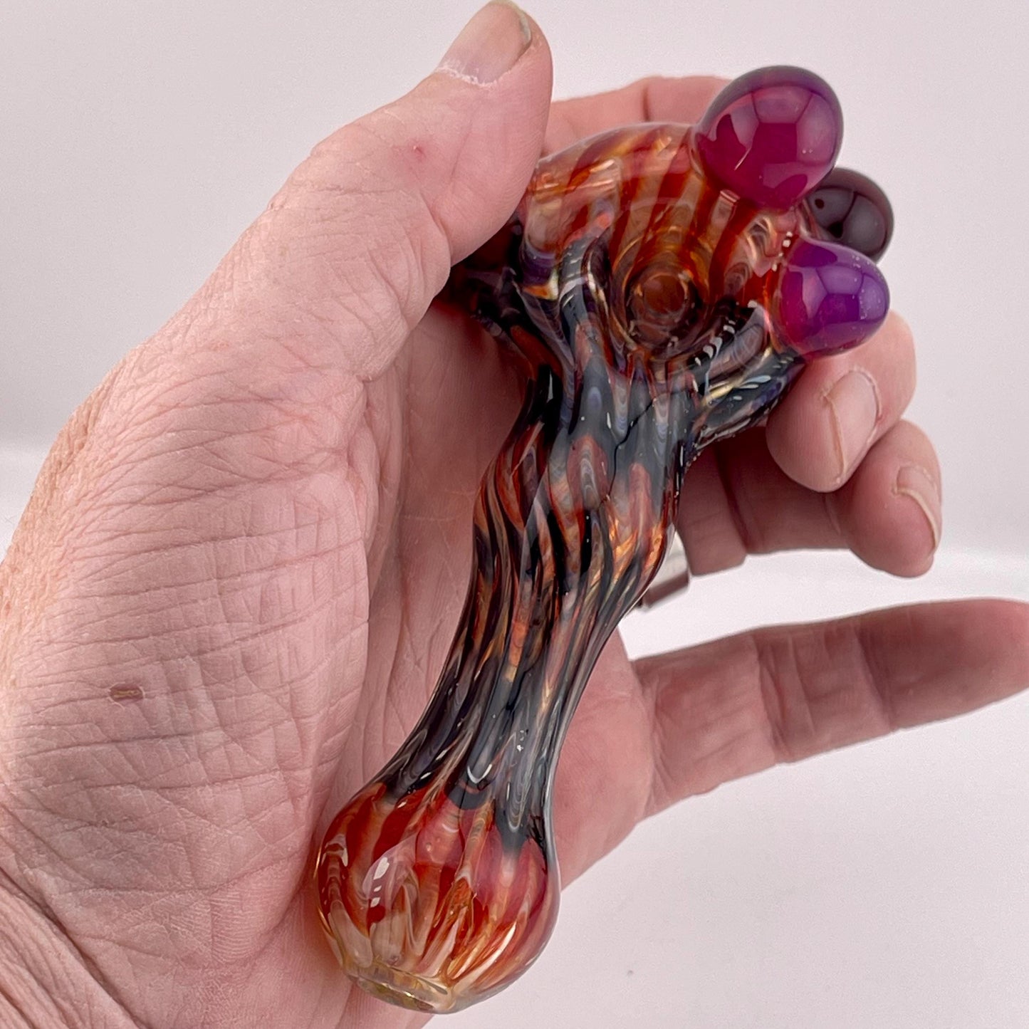 Wrap n Raked Red and Black Silver Fumed Spoon Pipe