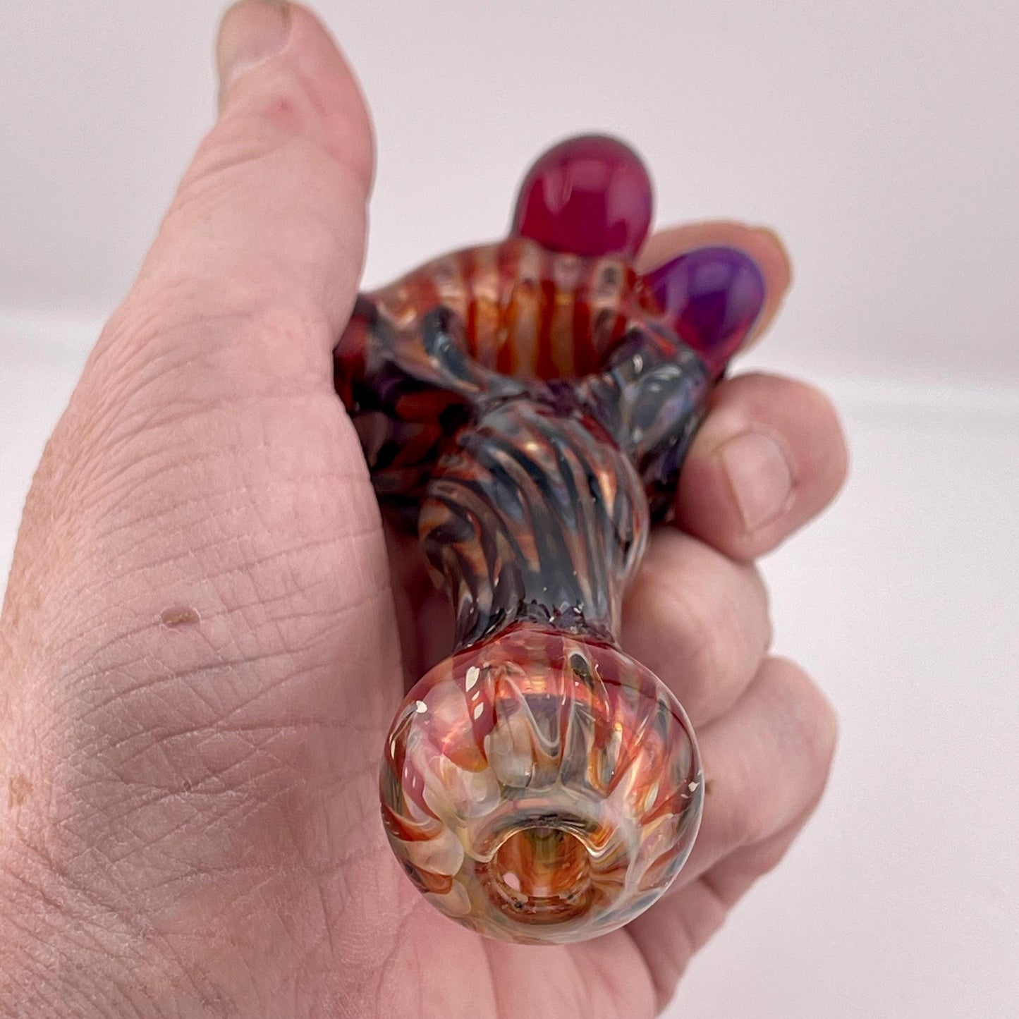 Wrap n Raked Red and Black Silver Fumed Spoon Pipe