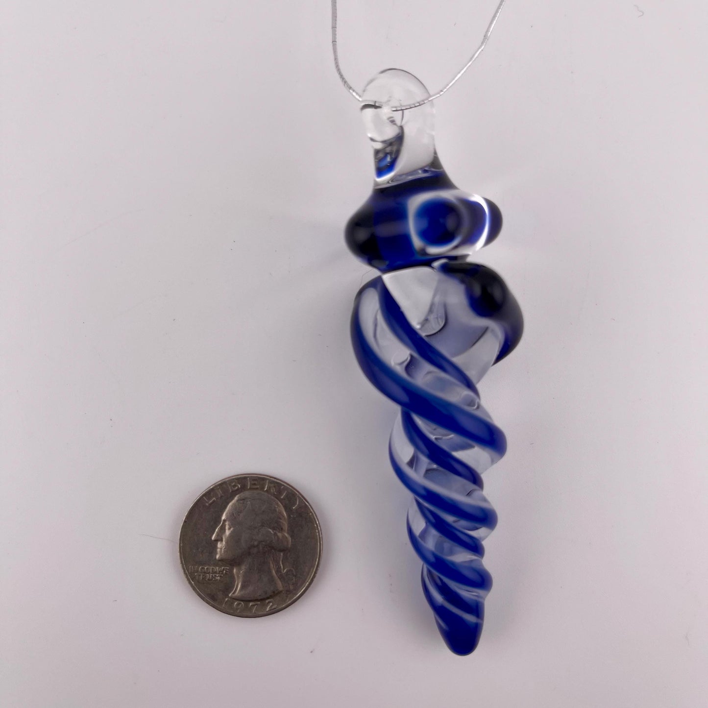 3 Pack of Cobalt Blue over Lotus White Glass Icicle Ornament Designs “Holiday Special”