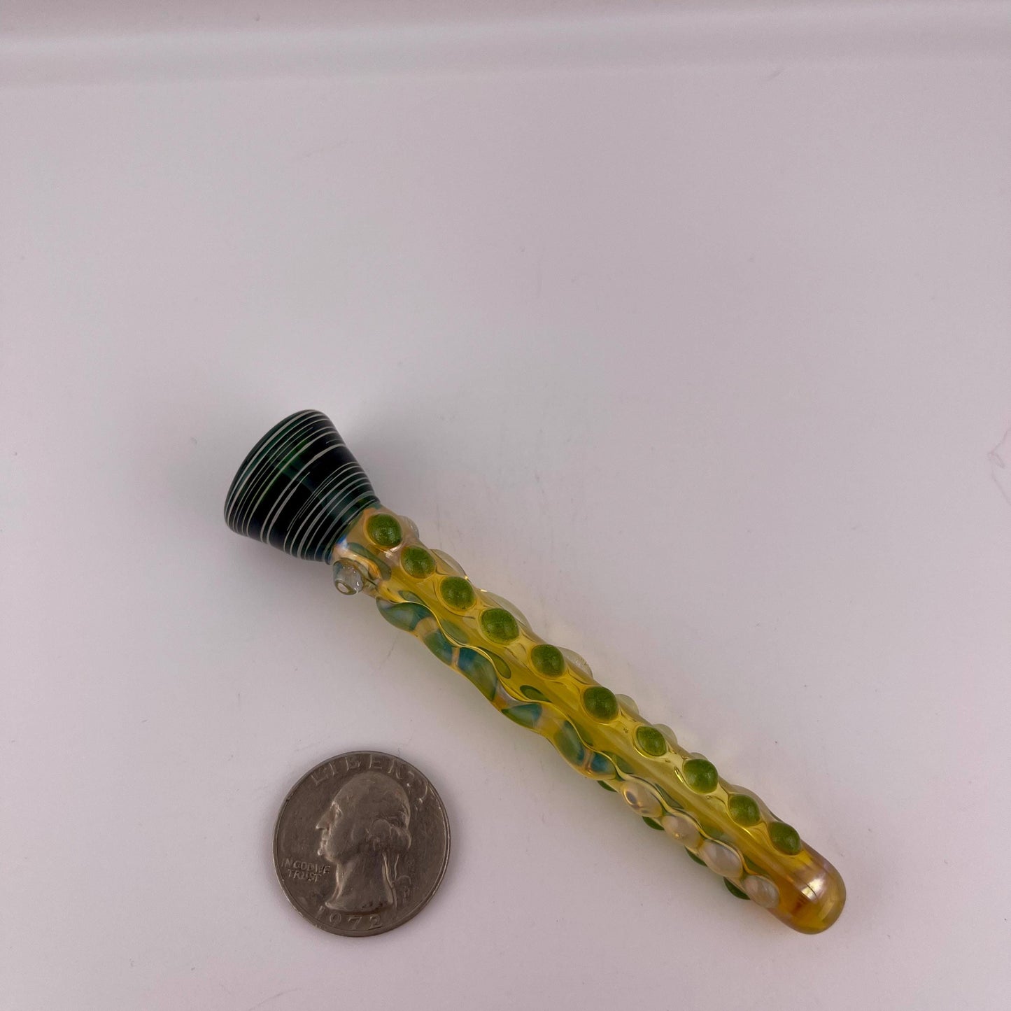 Green Chillum Pipe Silver Fumed