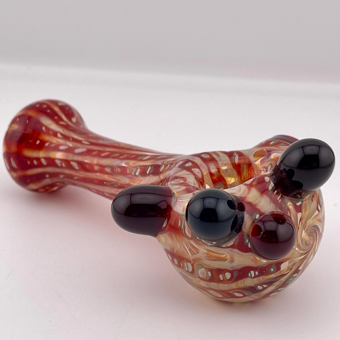 Wrap n Raked Red and Silver Fumed Spoon Pipe