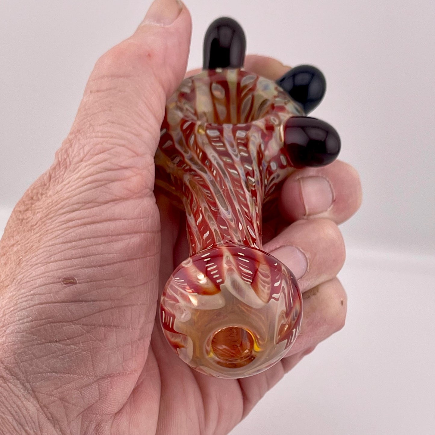 Wrap n Raked Red and Silver Fumed Spoon Pipe