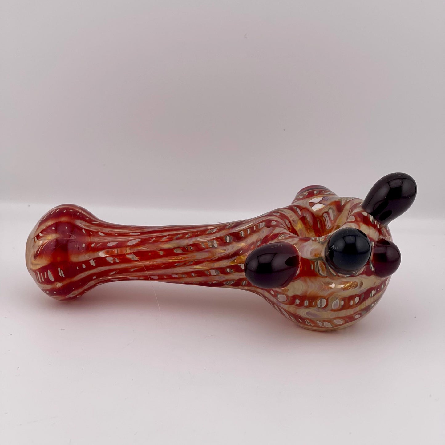 Wrap n Raked Red and Silver Fumed Spoon Pipe