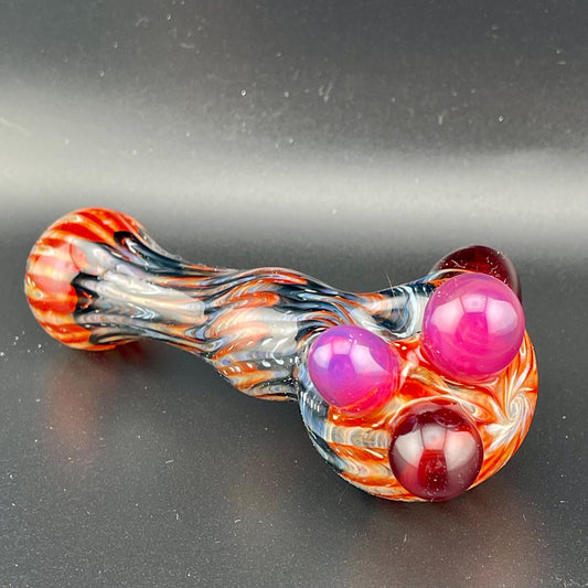 Wrap n Raked Red and Black Silver Fumed Spoon Pipe