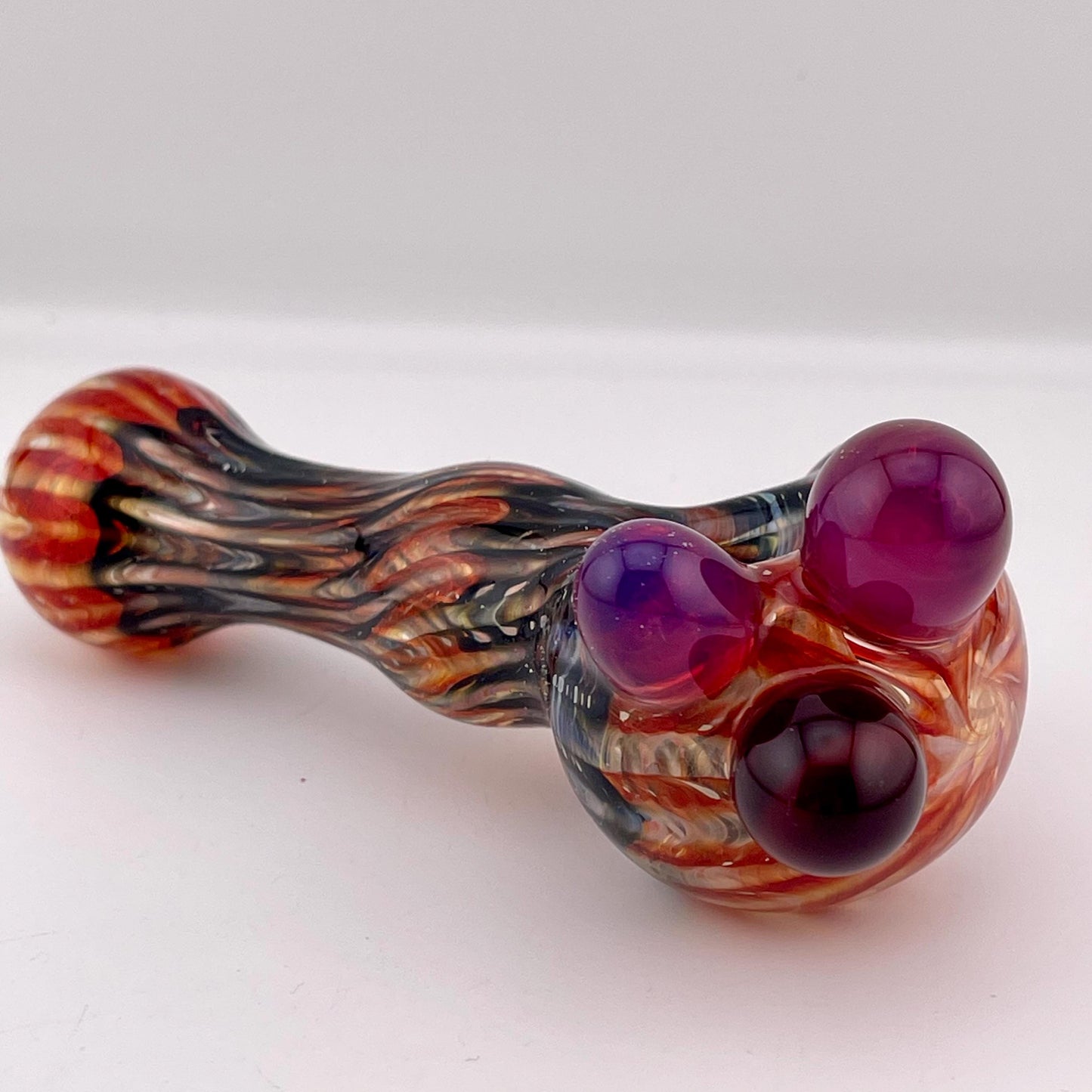 Wrap n Raked Red and Black Silver Fumed Spoon Pipe