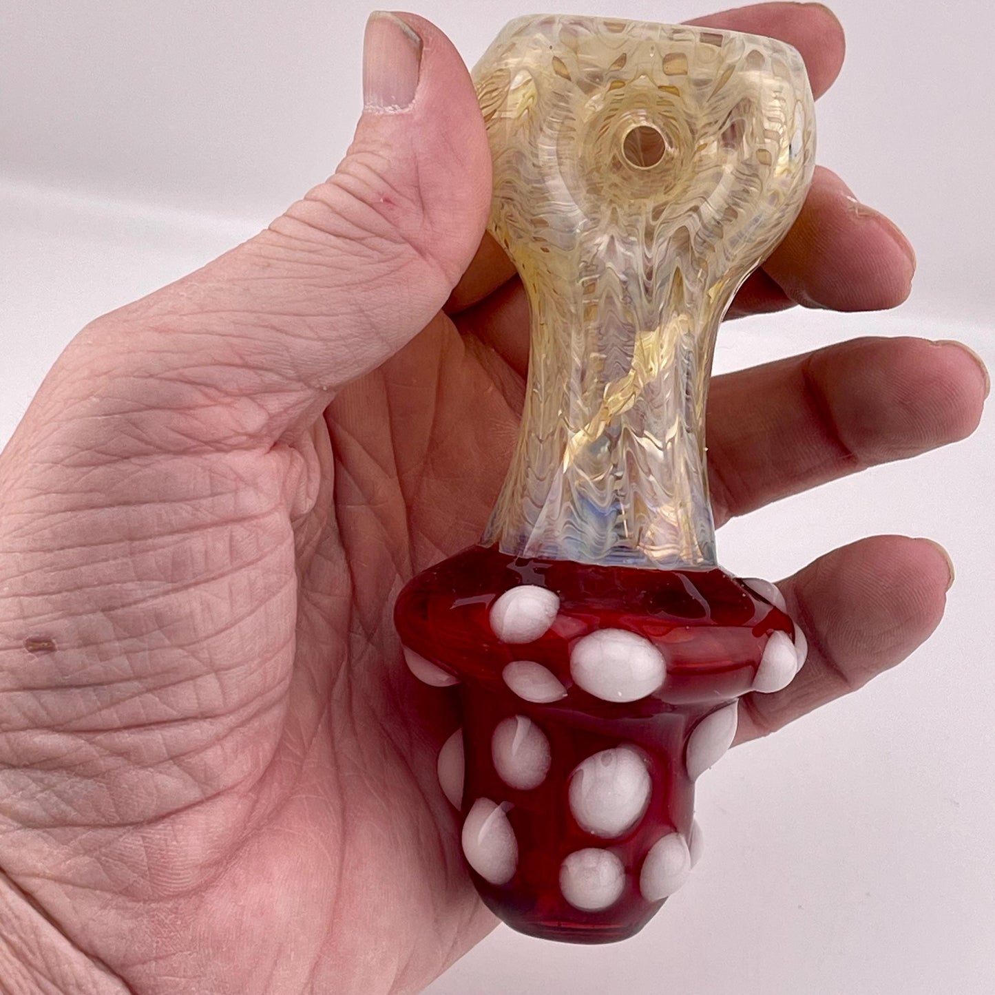 Wrap n Rake Mushroom and Silver Fumed Spoon Pipe with glow n the dark marbles