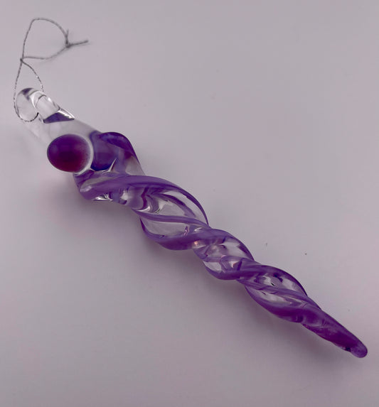 Glass Pink Slime Icicle Ornament