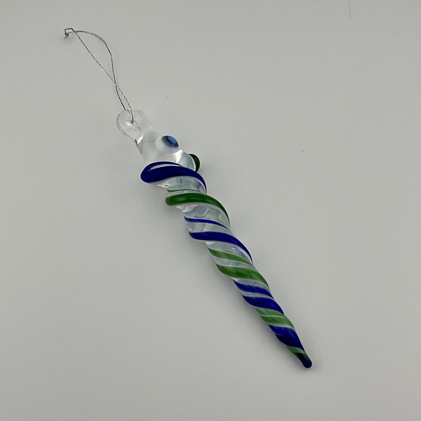 Green and Blue Glass Icicle Ornament