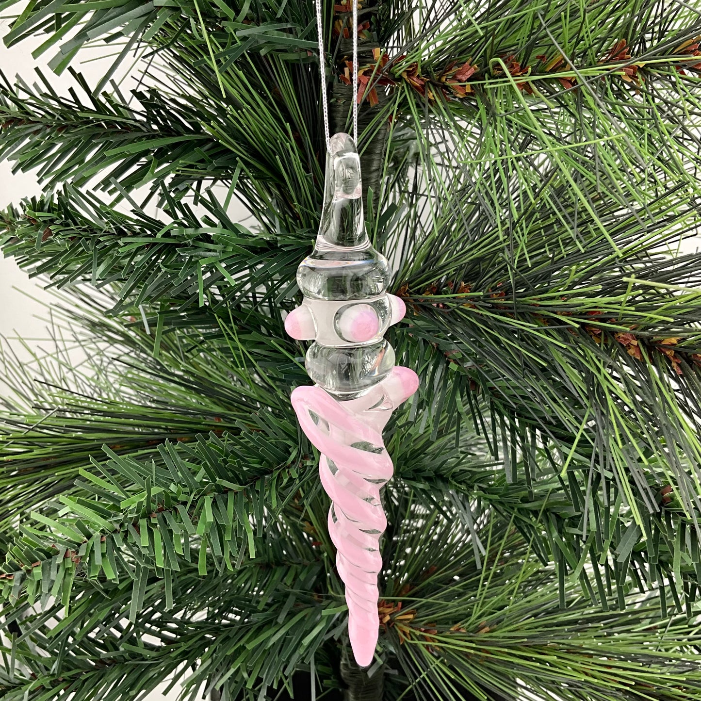 4 Pack Pink over White Icicle Ornament Special