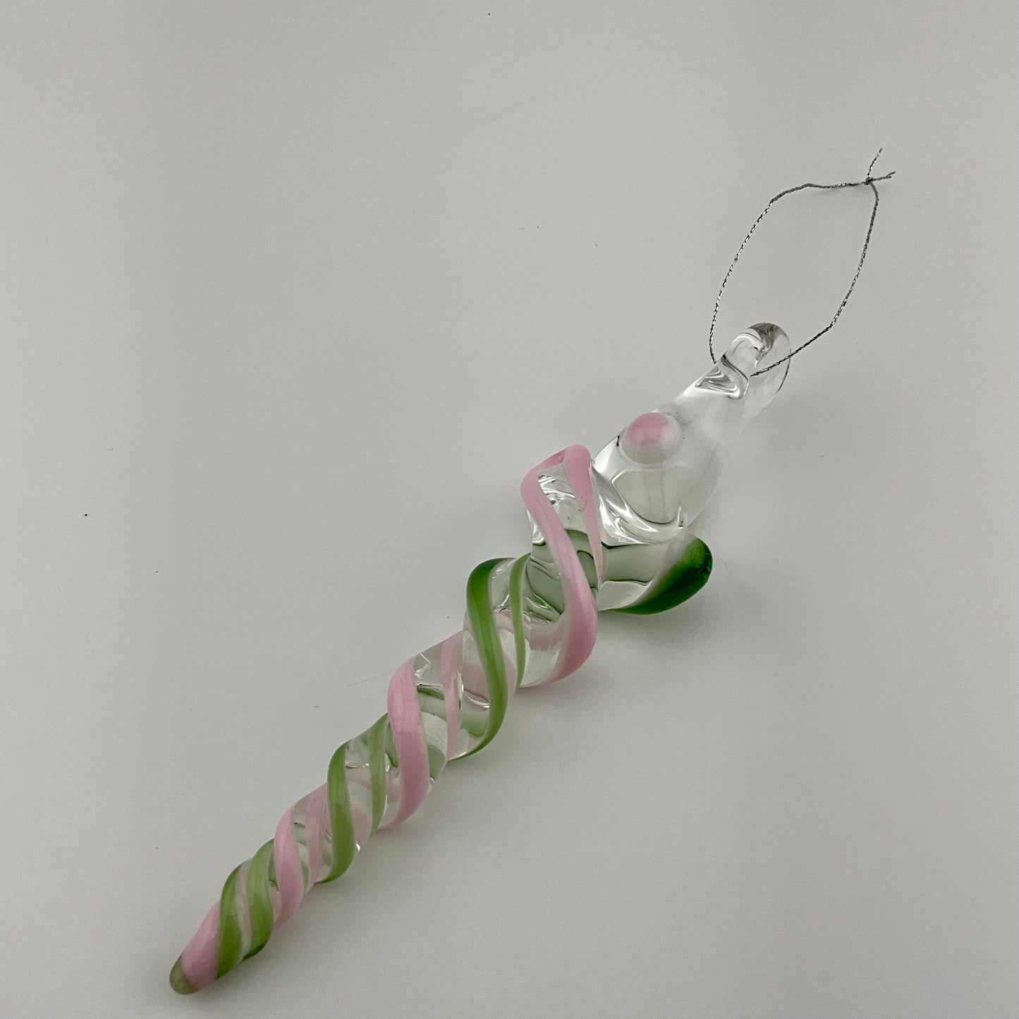 Plantphibian Green and Pink Cadillac Glass Icicle Ornament