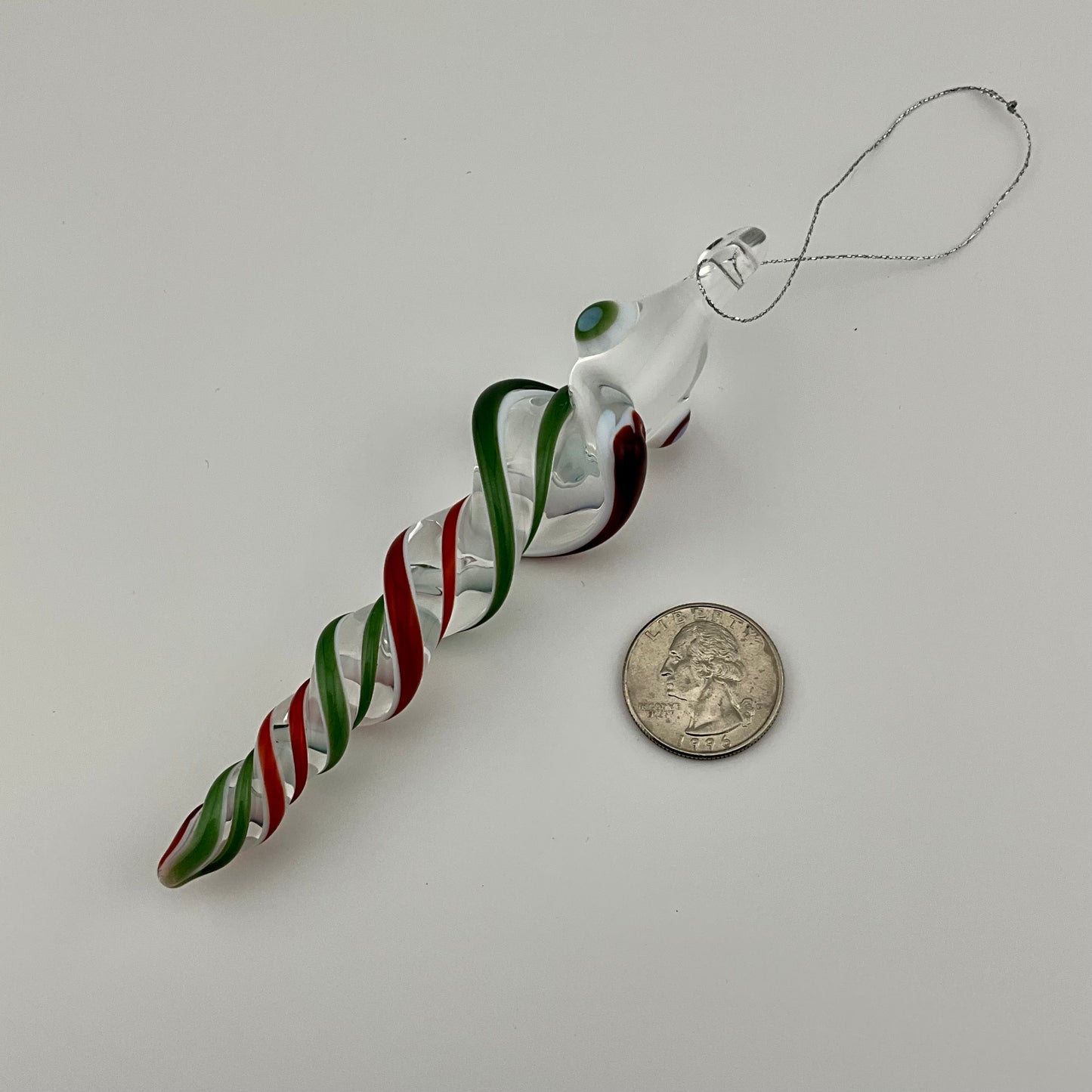 Red and Green Glass Icicle Ornament