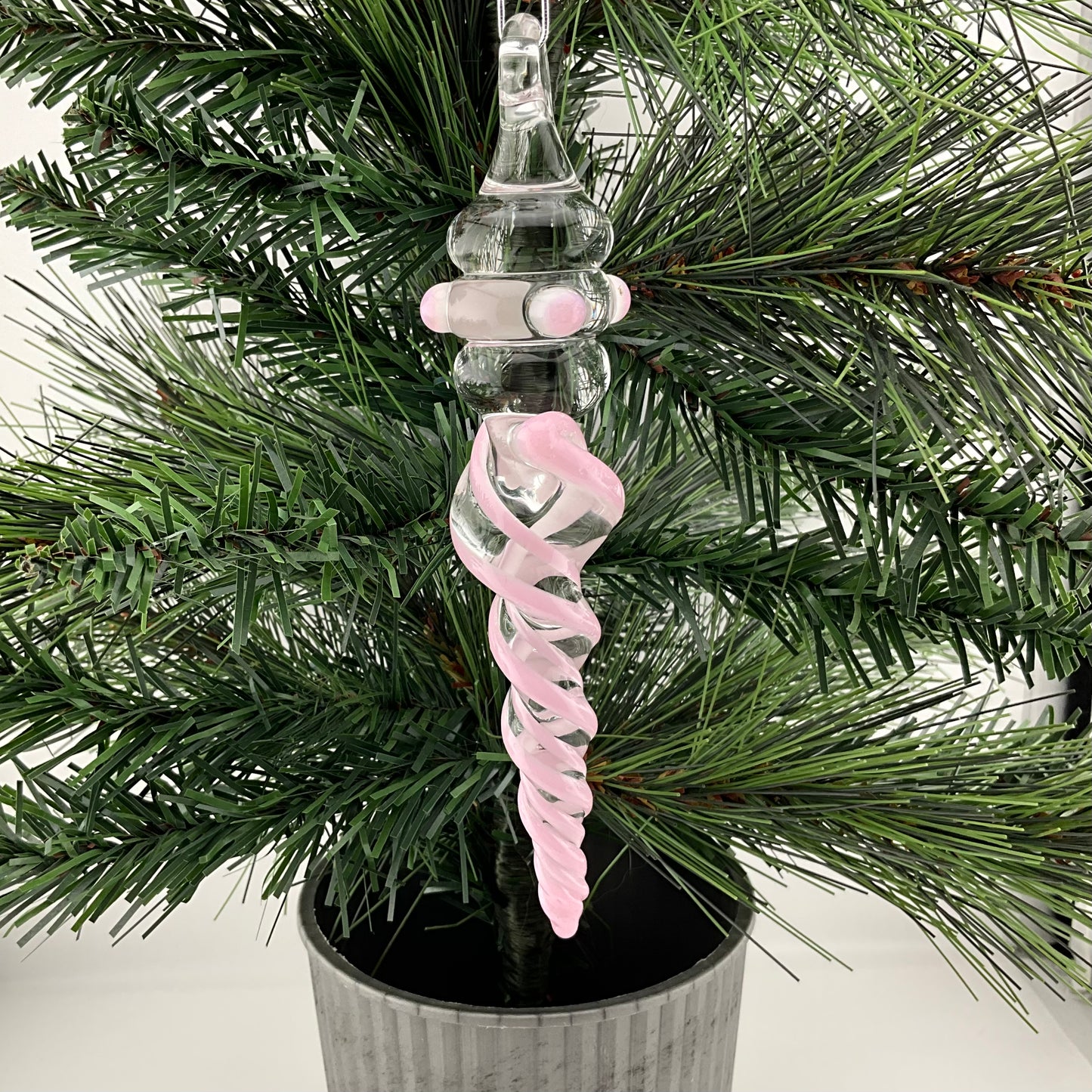 4 Pack Pink over White Icicle Ornament Special