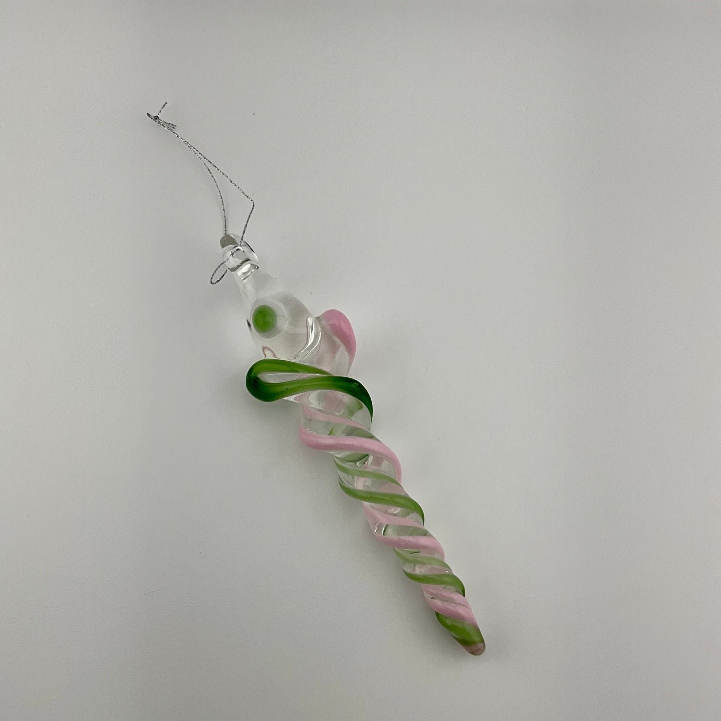 Plantphibian Green and Pink Cadillac Glass Icicle Ornament