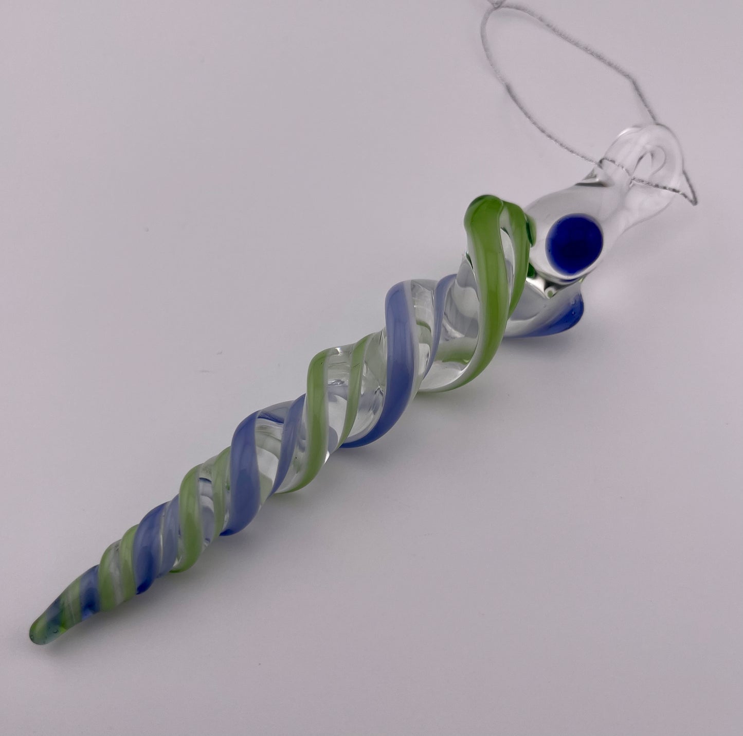 Plantphibian and Neptune Blue Glass Icicle Ornament