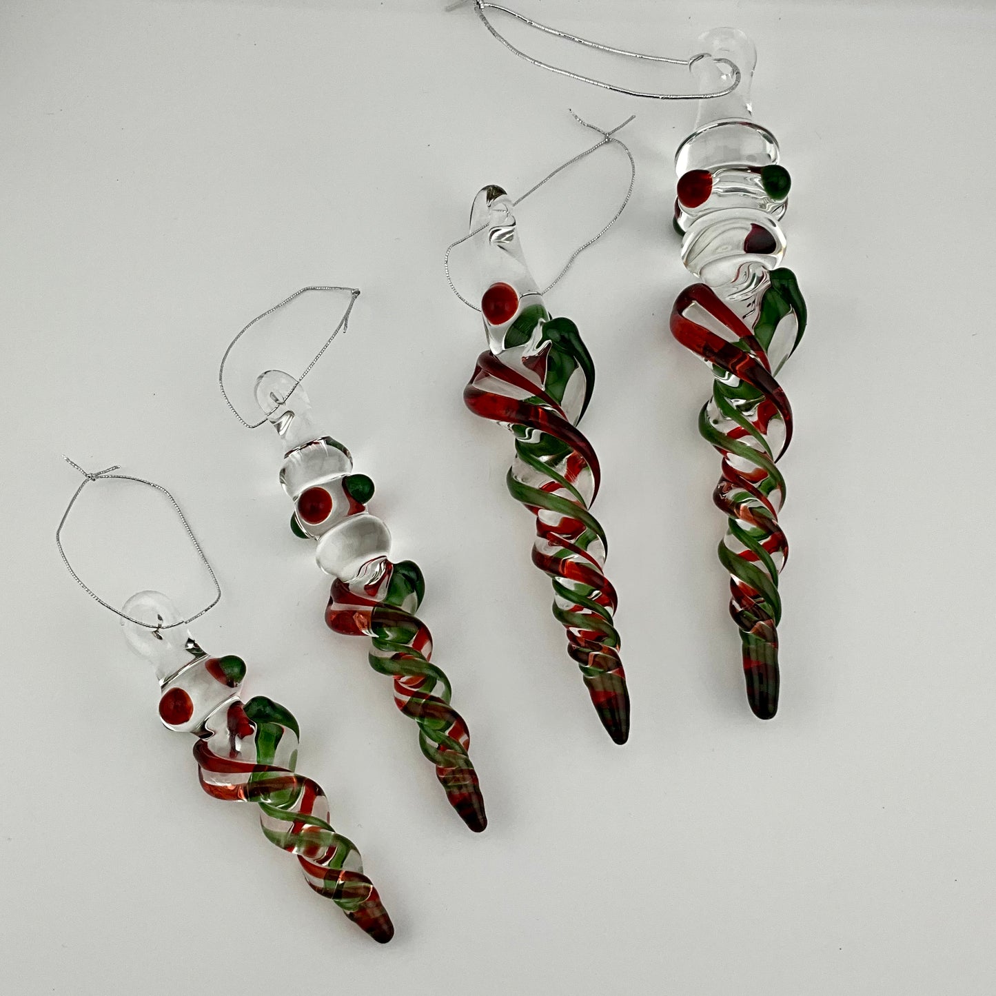 4 Pack Elvis Red and Sparkly Green Glass Icicle Ornament  "Holiday Special"