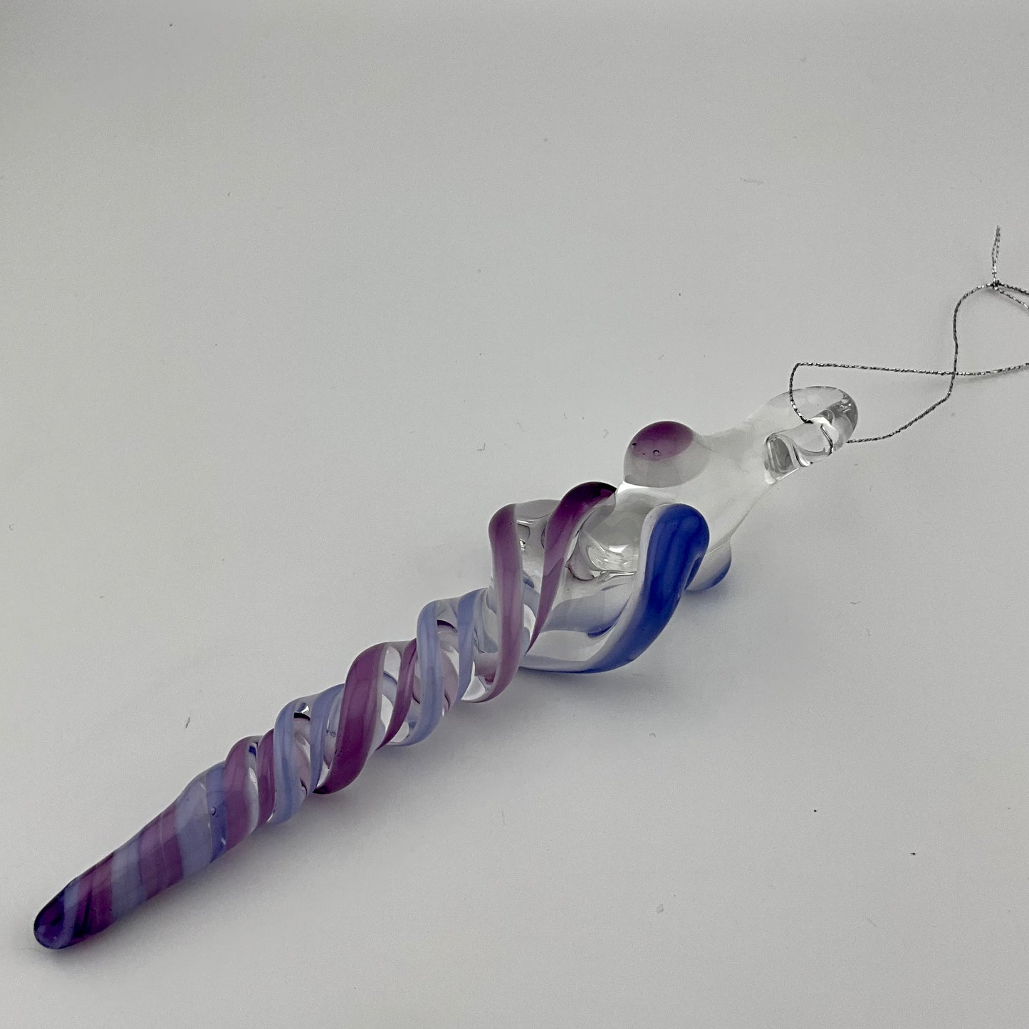 Royal Jelly and Neptune Blue Glass Icicle Christmas Ornaments