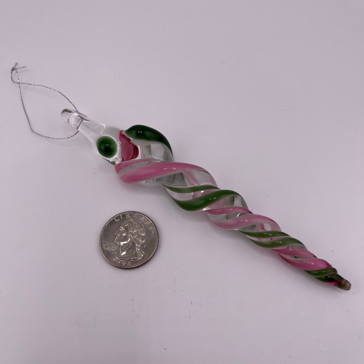 Telemagenta and Plantphibian Glass Icicle Ornament