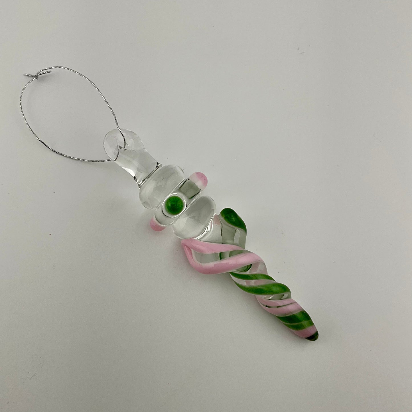 3 Pack of Cadillac Pink and Sparkly Green Icicle Ornament  "Holiday Special"