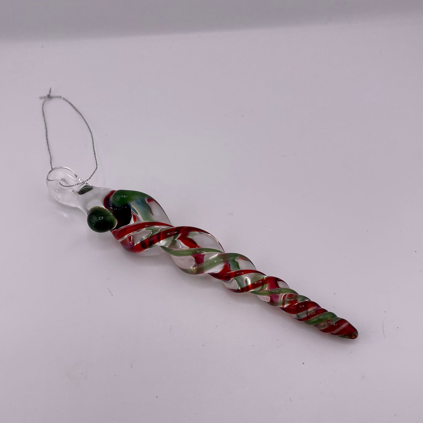 Elvis Red and Green over White Glass Icicle Ornament