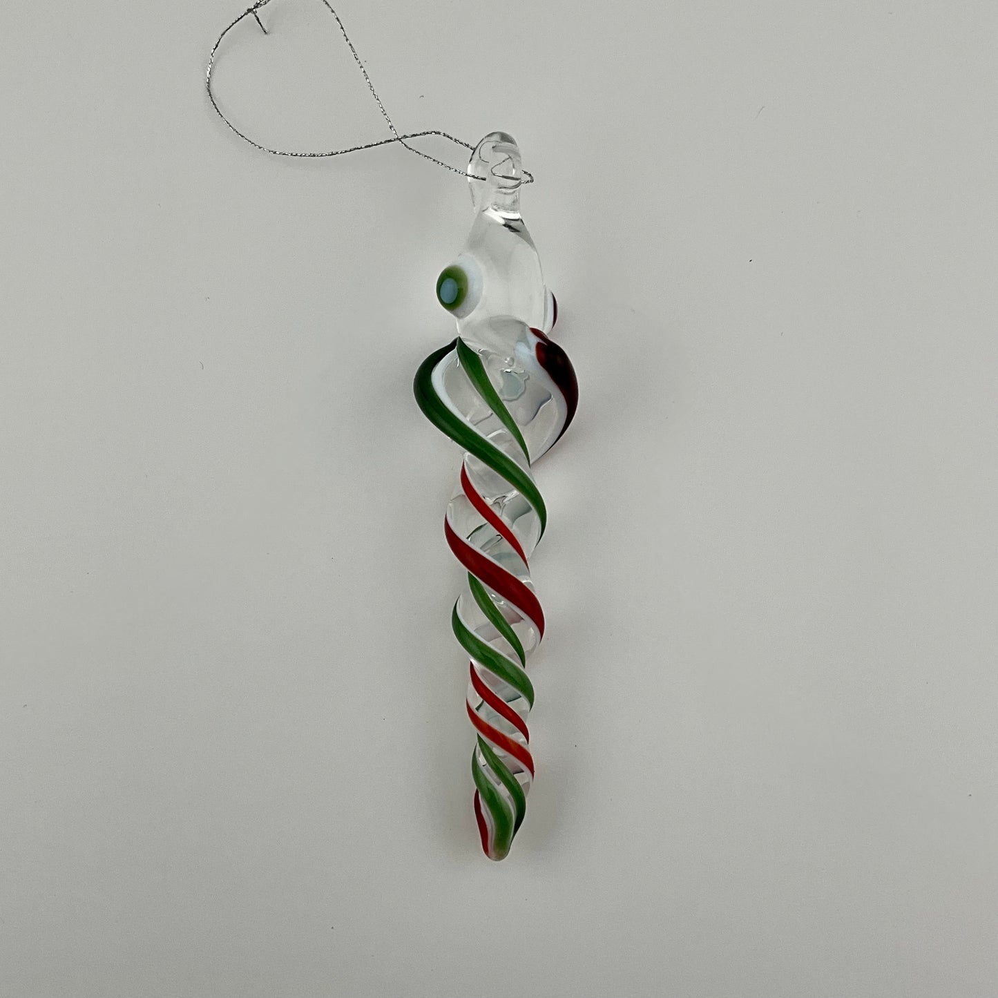 Red and Green Glass Icicle Ornament