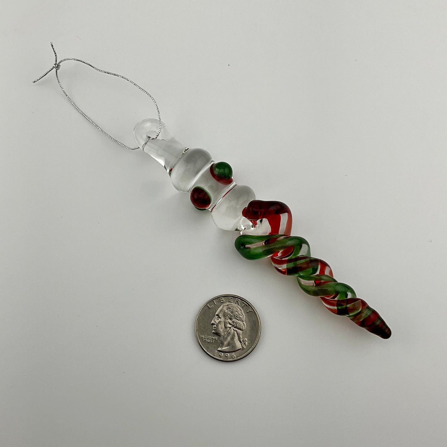 4 Pack Elvis Red and Sparkly Green Glass Icicle Ornament  "Holiday Special"