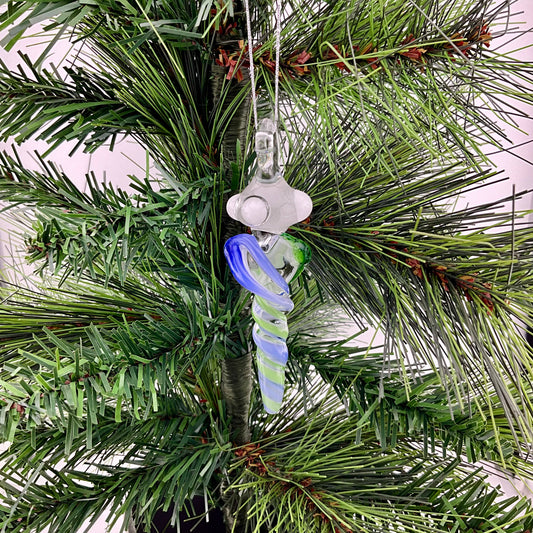Mini Neptune Blue and Plantphibian Green Glass Icicle Ornaments