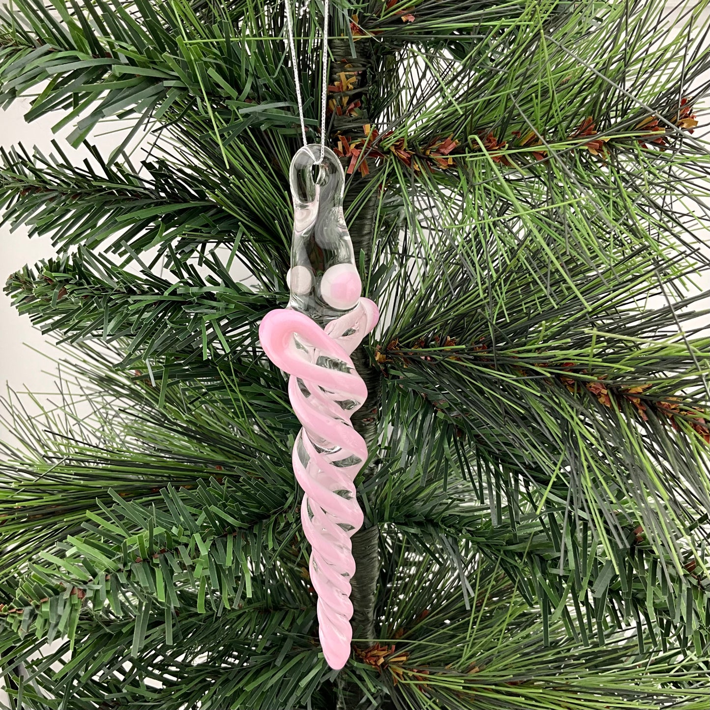 4 Pack Pink over White Icicle Ornament Special