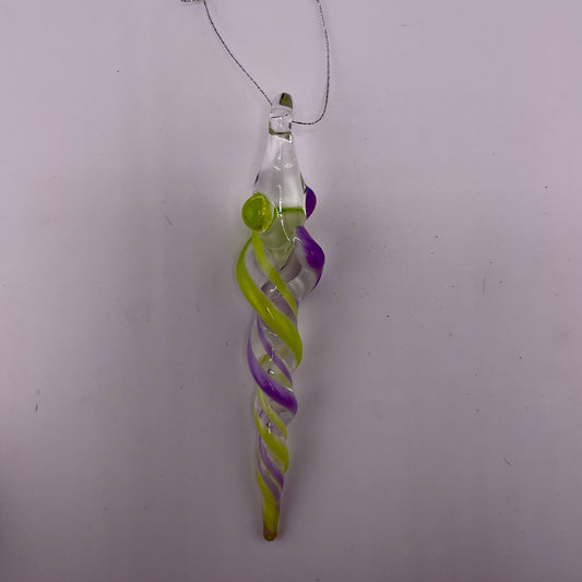 Slime Green and Pink Icicle Ornament