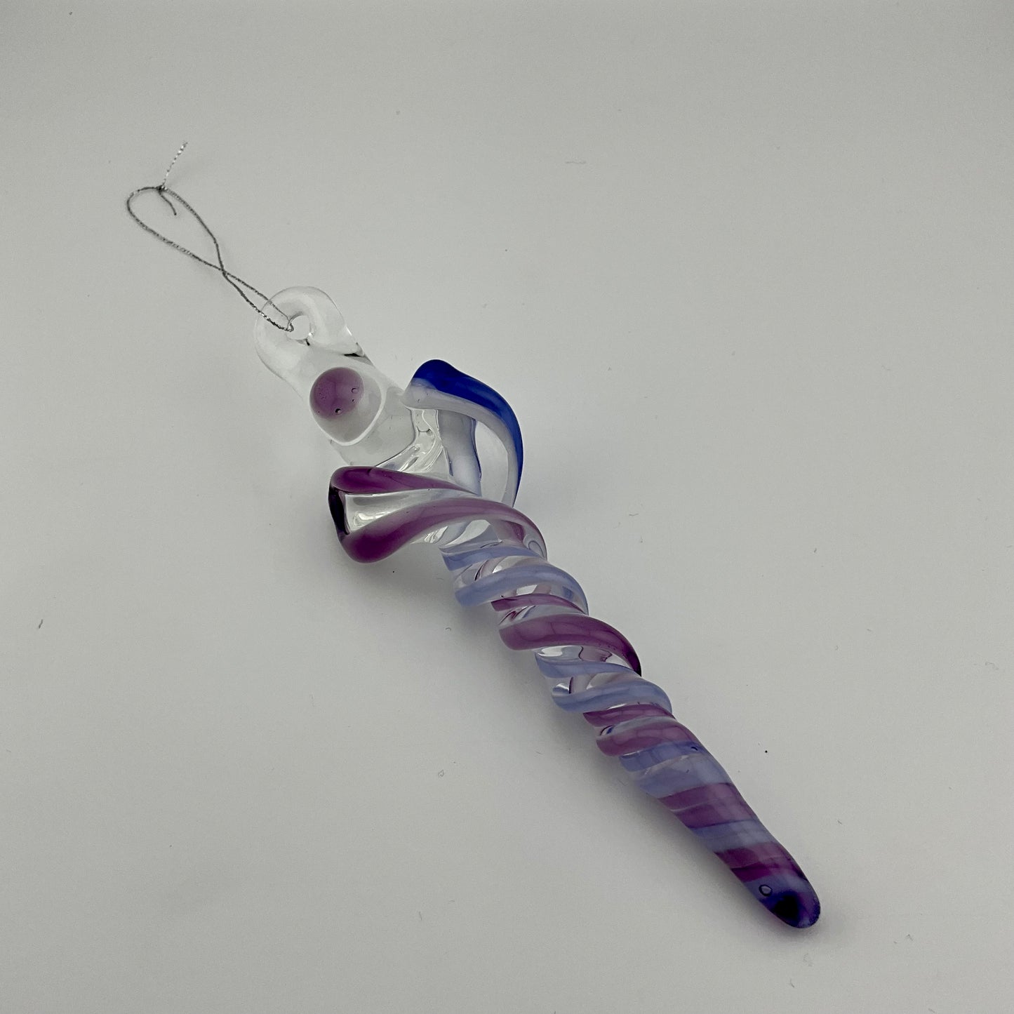 Royal Jelly and Neptune Blue Glass Icicle Christmas Ornaments