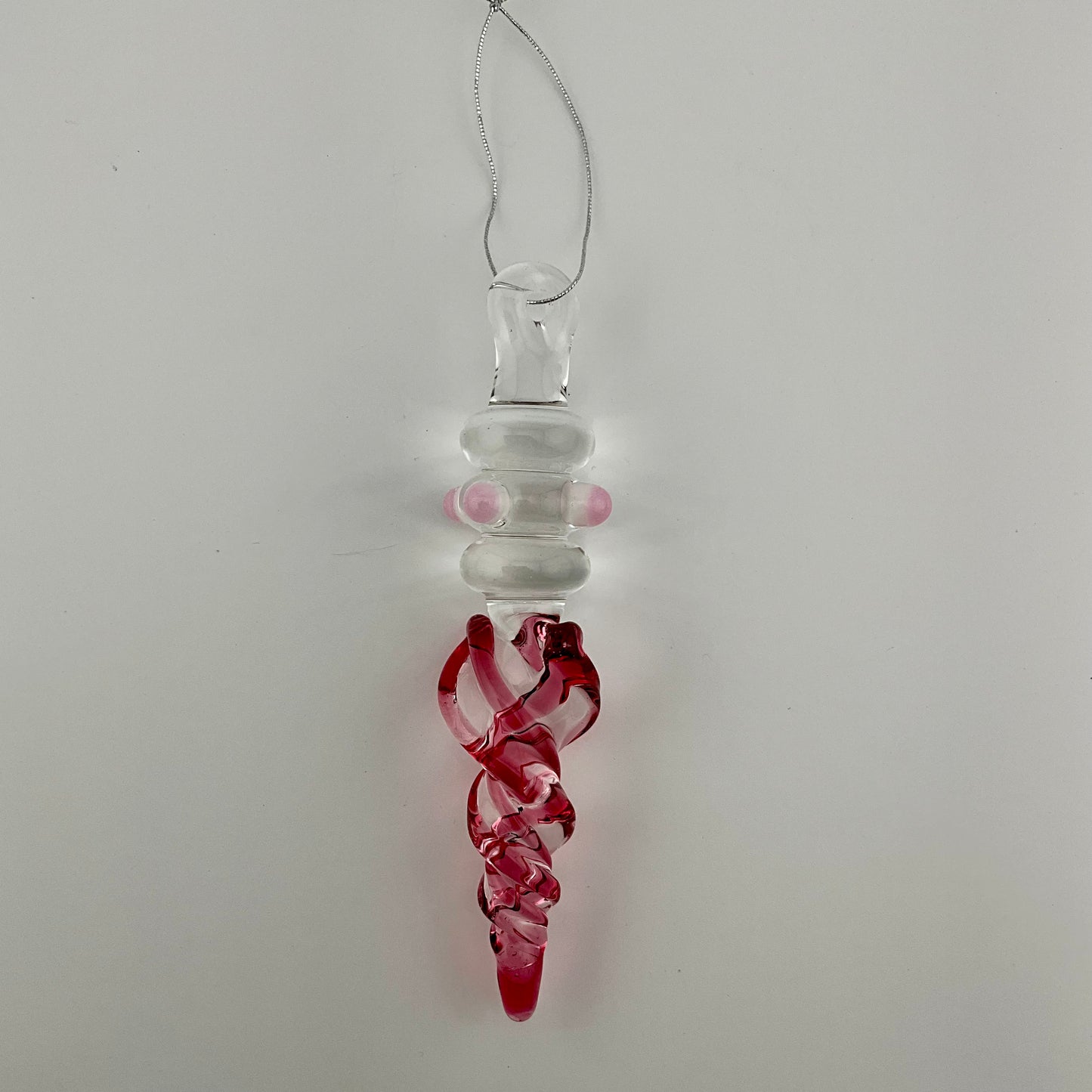 Mini Maria Gold Ruby Colored Glass Icicle Ornament