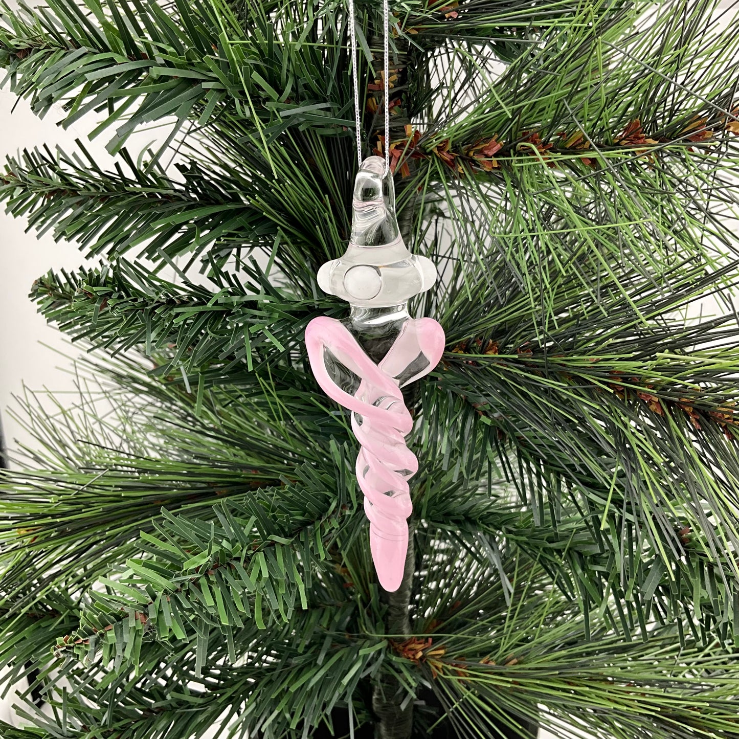 4 Pack Pink over White Icicle Ornament Special