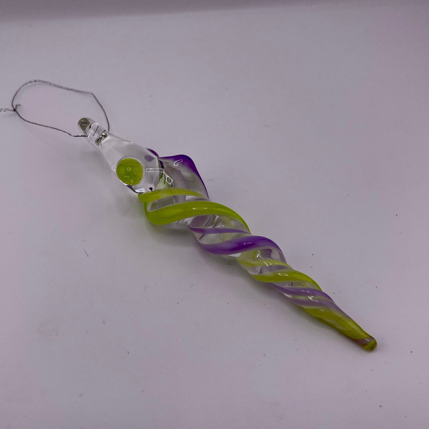 Slime Green and Pink Icicle Ornament