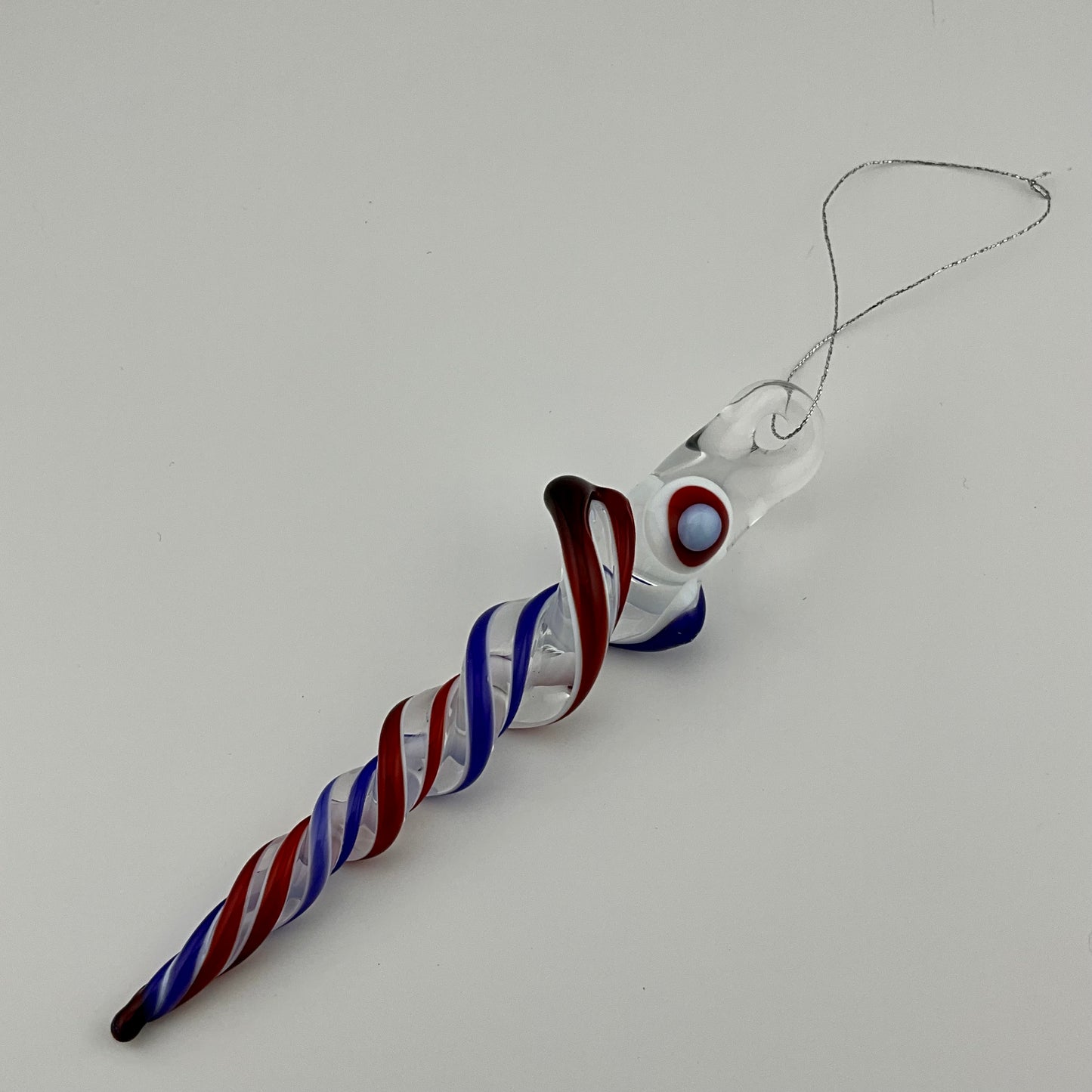 Red and Blue Glass Icicle Ornament