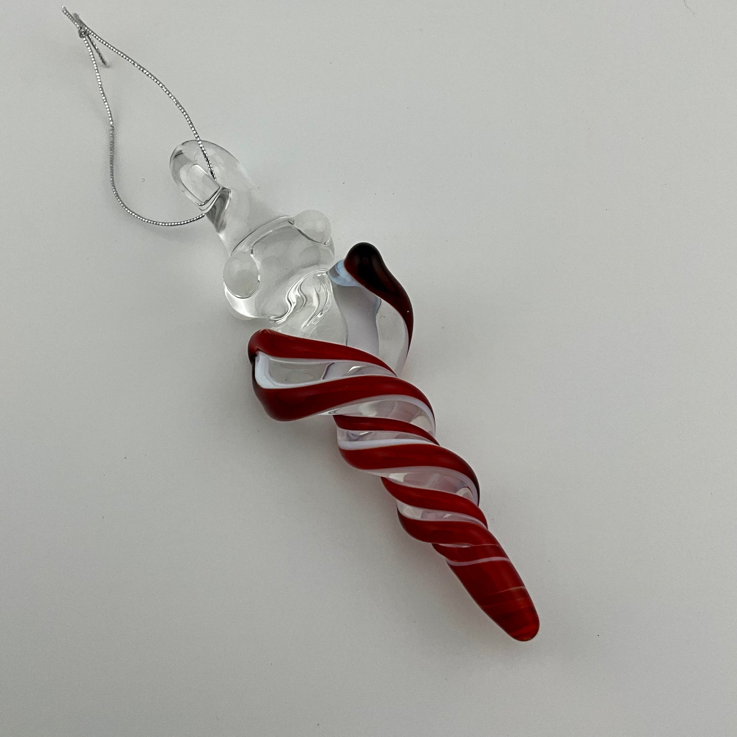 Mini Elvis Red over White Glass Icicle Ornaments