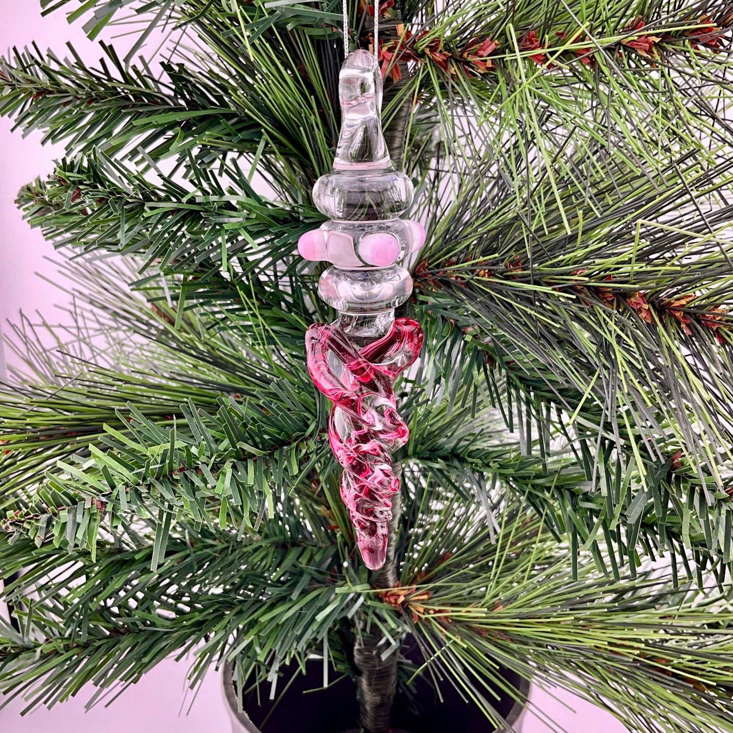 Mini Maria Gold Ruby Colored Glass Icicle Ornament