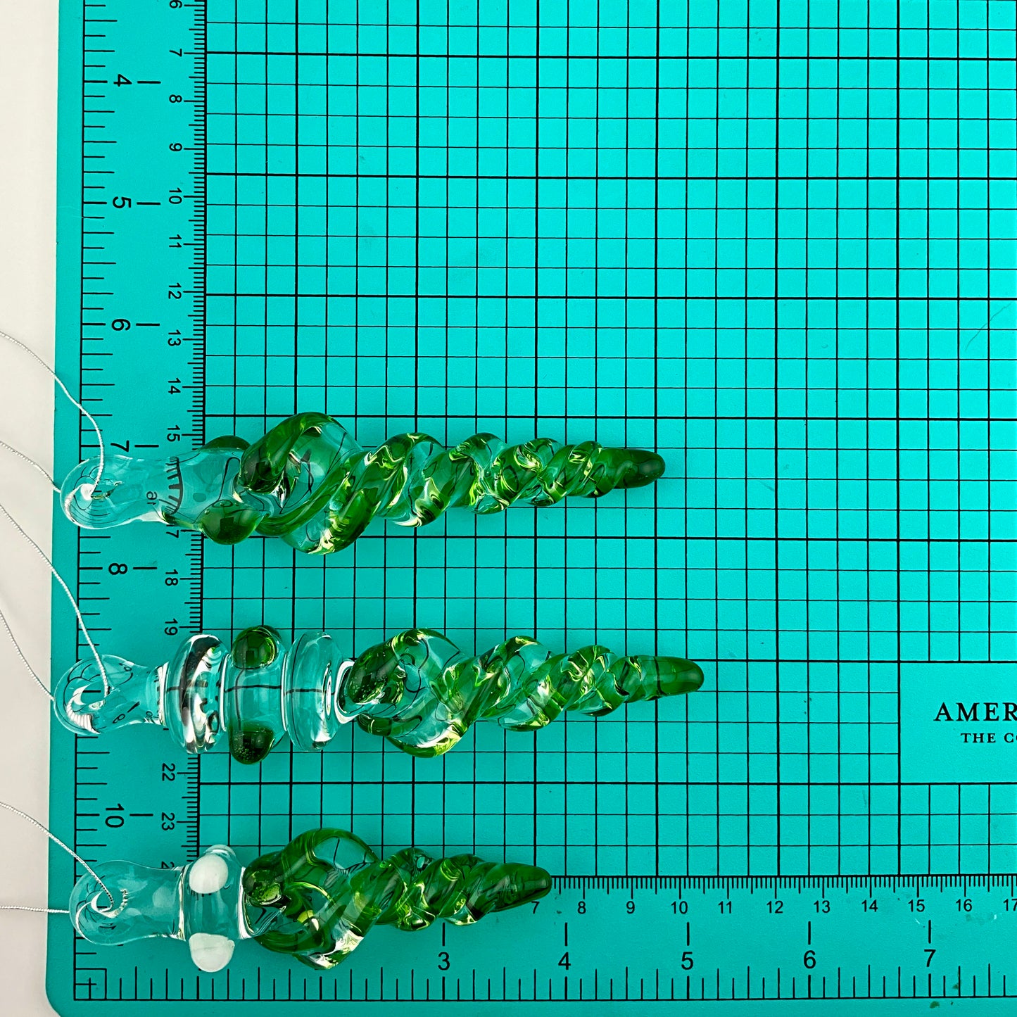 3 Pack Plantphibian Green Glass Icicle Ornament  "Holiday Special"