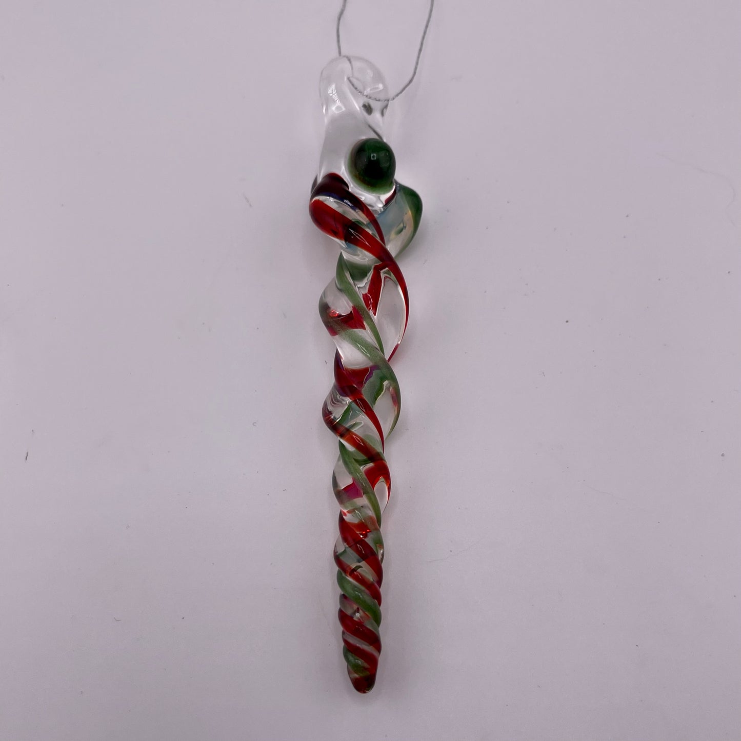 Elvis Red and Green over White Glass Icicle Ornament