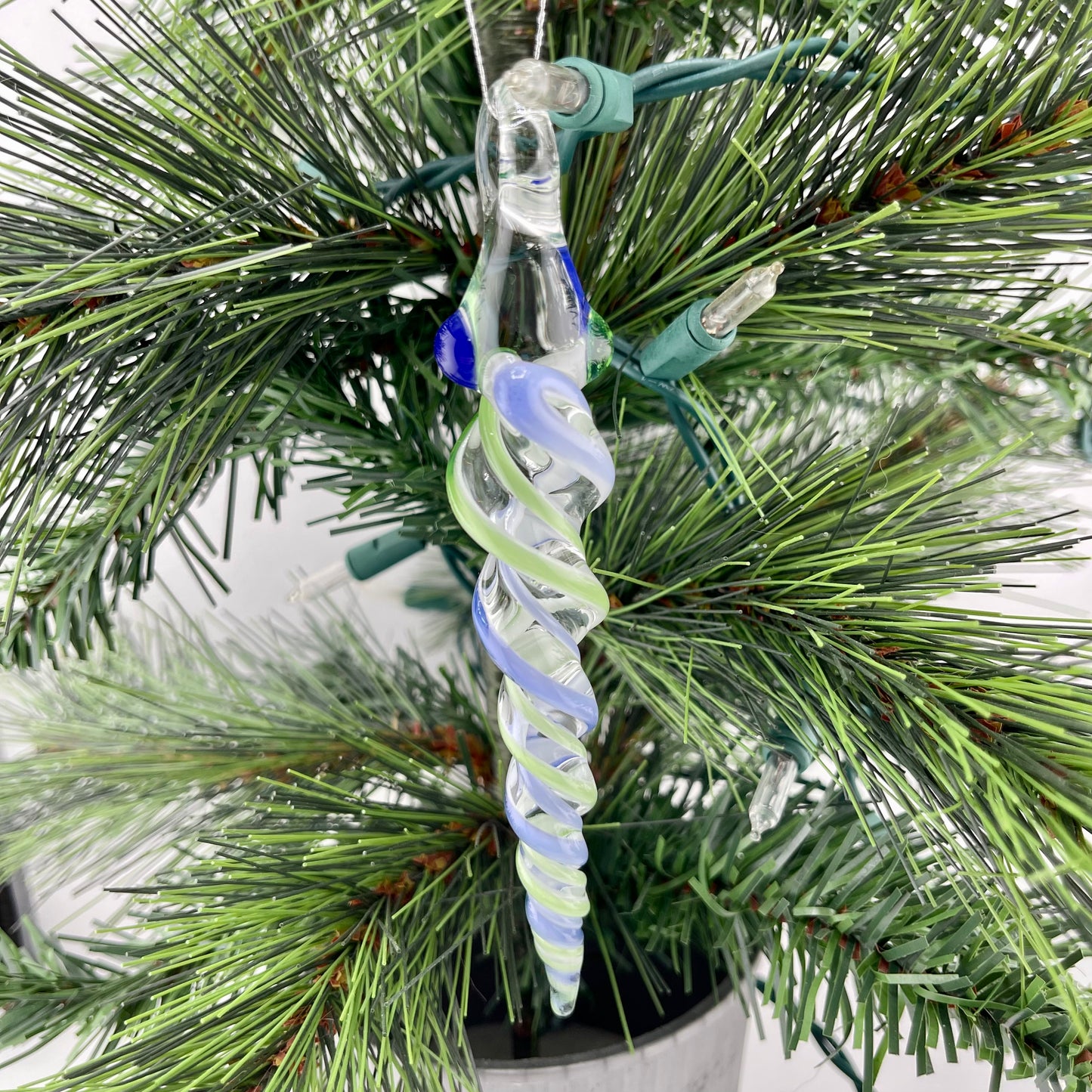 Plantphibian and Neptune Blue Glass Icicle Ornament