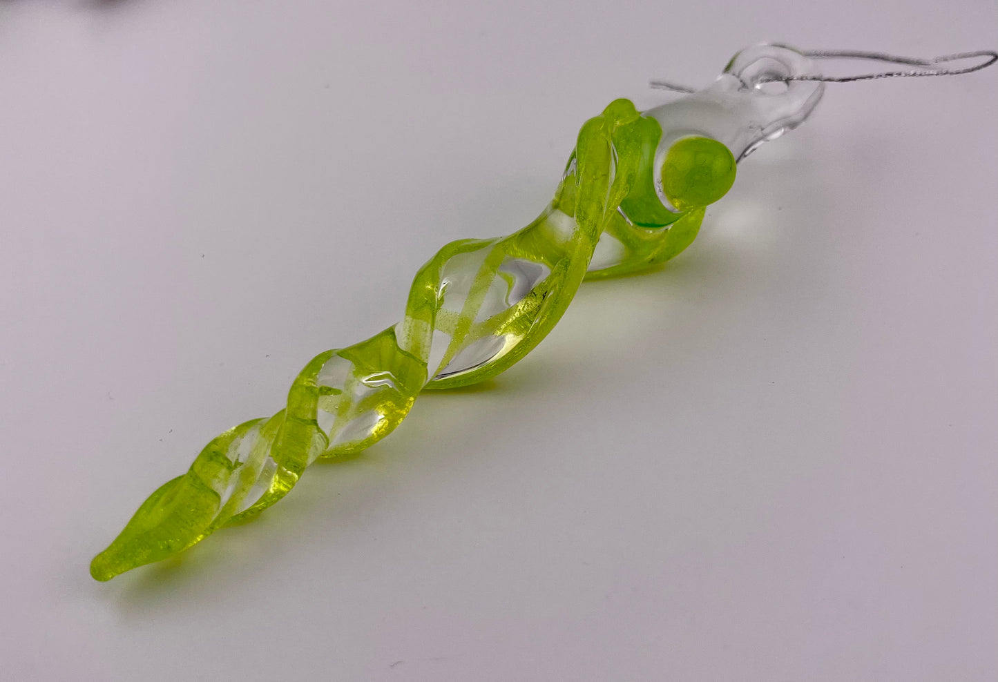 Glass Slime Green Icicle Ornament