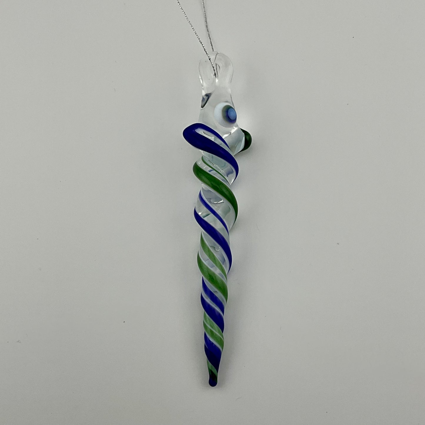 Green and Blue Glass Icicle Ornament